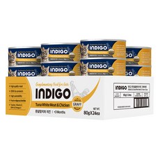 INDIGO 고양이 그레이비캔, 80g, 24개, 혼합맛(흰살참치/치킨)