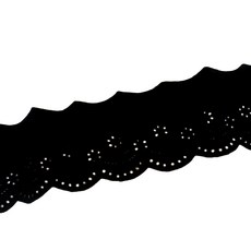 아이엔피 파인코튼 리본 면 자수 레이스 10 x 180 cm, 블랙, 1개