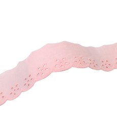 아이엔피 파인코튼 리본 면 자수 레이스 5 x 270 cm, 라이트핑크, 1개