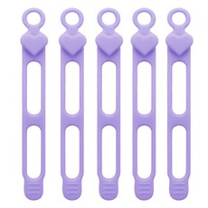 마다꾸미 실리콘 케이블타이 콘세트 선 라인 정리, 34 하트 퍼플, 5개