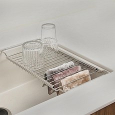 비블럭 스텐 플레이트 슬라이딩 길이조절 물빠짐 식기 건조대, 1단, 실버, 1개 실버, 1개, 1단