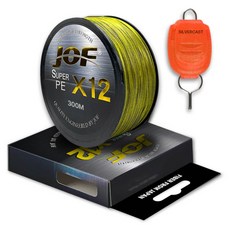 JOF Super PE 12 編織釣魚線 300m + 銀色鑄線塞套裝, 黃色(魚線)，隨機出貨(線塞), 1組
