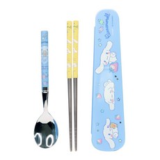 LiLFANT 輕巧真空不鏽鋼餐具組, 盒子+湯匙+筷子, 大耳狗 1組, 盒子 + 湯匙 + 筷子