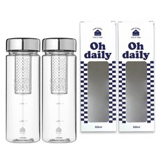 오데일리 티보틀 보온보냉 티백망 트라이탄 물병, 화이트, 2개, 500ml