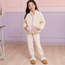 Bebezoo 女孩 Ellie Rose 抓絨運動衫上衣和下裝套裝