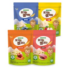 짱죽 헬로퍼프짱 유기농 쌀과자 30g x 2종 + 쌀떡뻥 25g x 2종 세트, 1세트, 사과와 당근, 소고기, 블루베리, 사과볼