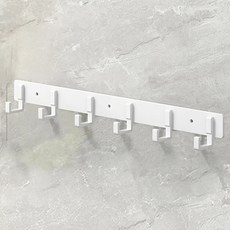 無孔背膠多功能牆面掛鉤（6件), 白色, 1個