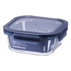 LocknLock 樂扣樂扣 Glass Indigo 耐熱玻璃方形保鮮盒 800ml 海軍藍 盒身+上蓋 2個 Set, 盒身 + 上蓋