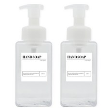 뉴앤룩 사각 거품용기 핸드워시 리필공병 450ml + A라벨스티커 핸드솝 세트, 투명(리필공병), 2세트