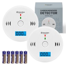 Breeze Moon 一氧化碳警報偵測器露營家用儀表 + 電池組, 白色, 2組
