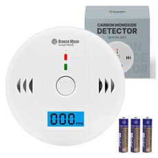 Breeze Moon 一氧化碳警報偵測器露營家用儀表 + 電池組, 白色, 1組
