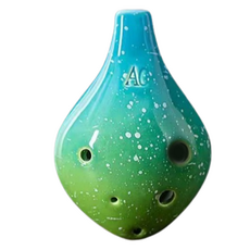 JK星空6孔中音C陶笛, 短嘴魚（極光綠), 單品, 1個