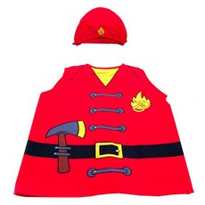 Mmong 兒童假裝玩具服裝消防員服裝 + 帽子套裝, 1組, 混色