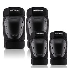 ACEFURTHER 摩托車護膝 2p + 護肘 2p 套裝 K06, 1組, 黑色