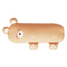 밀로앤개비 유아용 동물 롱 바디필로우 베개커버 + 매쉬 롱 베개솜 세트, 곰 허그 샌디