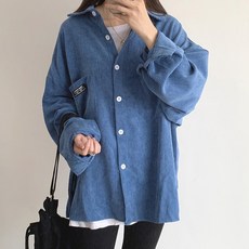 엘쏘 여성용 봄가을 코듀로이 셔츠