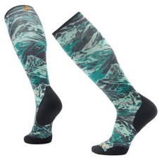 Smartwool Ski Targeted Cushion綠色斜坡圖案OTC膝上襪, 1組, 黑色