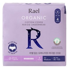 Rael 유기농 순면커버 입는 오버나이트, 중형, 4개입, 1세트
