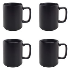 에크렌 롱 머그컵 400ml, 블랙, 4개 블랙, 4개