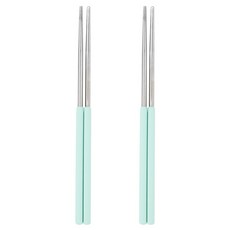 이지실리 컬러 실리콘 핸들 스텐304 진공 젓가락, 민트, 2개, 단품