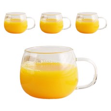 MAKA 내열 유리 러블리 커피잔 340ml CM01, 투명, 4개