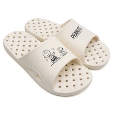 SHOELAMODE Peanuts史努比簡約浴室拖鞋, 象牙白, 1組