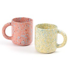 폴마르켄 스텔라 머그 2종 세트 390ml, 코랄핑크, 머스타드 옐로우, 2개