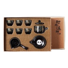 時來運轉 五福臨門 泡茶器 Set, 陶瓷茶壺 六小杯 公道杯, 13.5 x 9cm, 1組