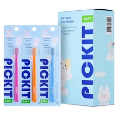 픽킷 저자극 영유아칫솔, 오렌지 + 핑크 + 라이트블루, 9개입, 1세트 오렌지, 핑크, 라이트블루, 1세트