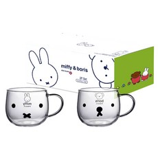 에지리 내열유리 머그컵 100ml 2종 세트, 미피, 보리스, 1세트 미피, 보리스, 1세트
