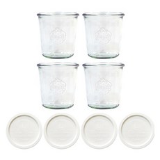 WECK 742 유리병 + PE뚜껑 밀크, 4개, 580ml