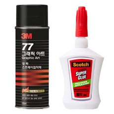 3M Scotch帆布固定噴霧膠 77 155ml+凝膠型瞬間膠 4g組, 1組, 混色