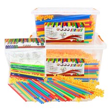 Broky 吸管塊連接 100入+吸管 100入組, 1組, 隨機出貨(稻草）
