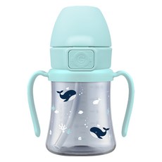 GROSMIMI 幼兒用PPSU小鯨魚吸管杯 300ml, 200ml, 1個, 奶油藍色