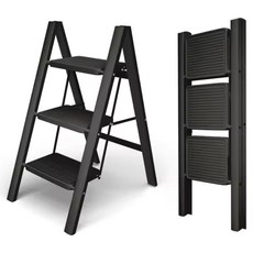 日常工具家用折疊梯 黑色 3層, 1個