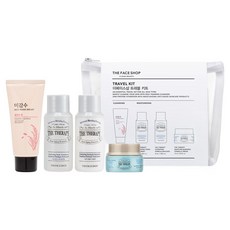 THE FACE SHOP 菲詩小舖 旅行組 潔面乳 30ml+護髮素 32ml+乳液 32ml+乳霜 10ml+化妝包組, 1組
