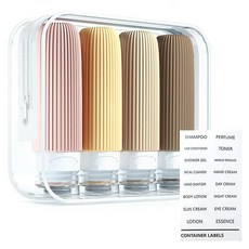Musikine 柔軟矽膠不滲漏旅行用空瓶 90ml*4種+收納包+標籤貼組, 1組, 混色