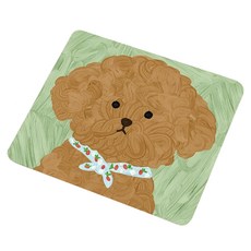 Moneyfull防滑生活防水可愛高彈力滑鼠墊, 棕色貴賓犬, 1個