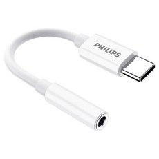 PHILIPS 飛利浦 高解析度USB Type-C轉3.5mm耳機麥克風連接轉接頭, 11cm, 白色, 1個