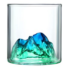 上手家居 富士山杯/茶杯/威士忌杯/玻璃杯/酒杯/玻璃杯 青綠色 300ml, 1個