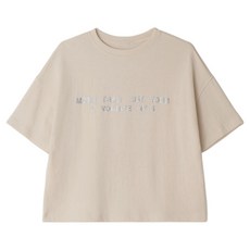 女士金屬字母T卹 LCFDPTS07, 象牙白
