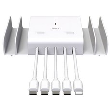 로이직 5포트 고속 멀티충전기 RZ-500 + C타입 케이블 4p + 8핀 케이블 세트, 화이트, 1세트 화이트, 1세트