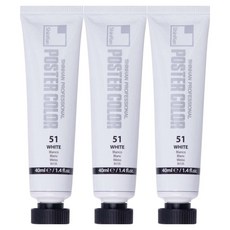 신한화구 전문가 포스터 컬러 튜브형 물감 화이트 색상번호 51번 3p, 40ml, 1색