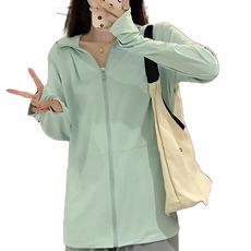 愛北鼻 成人冰絲防曬外套, UPF50+ 防曬系數, M, 淺綠色