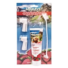 ARQUIVET Arqui Fresh 牙膏牙刷組, 草莓口味, 牙膏100g, 雙頭牙刷*1, 手指套刷*2, 1組, 100g