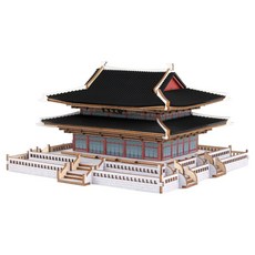 YoungModeler 英工房 迷你勤政殿DIY立體拼圖木質模型, 1個, 混色
