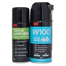 쓰리엠 프리미엄 윤활 방청제 360ml W100 + 99 스프레이 접착제 무색 155ml 세트, 1개 1세트