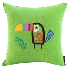 ORIGO 刺繡靠枕套, 茉莉綠巨嘴鳥