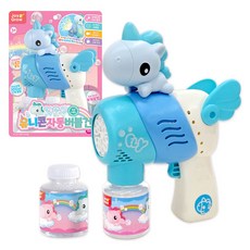 韓國 ONE&ONE LED 10泡泡孔獨角獸自動泡泡槍+泡泡液 100ml*2入組, 1組, 藍色