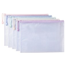 두꺼운 마카롱 PVC 지퍼 투명 방수 파우치 A4, 혼합색상, 5개